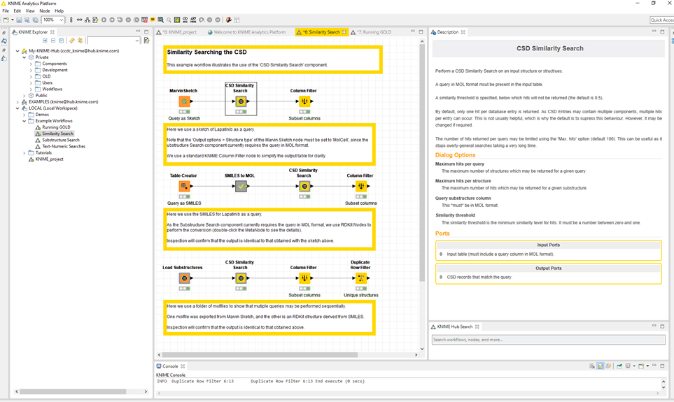 Search example workflow