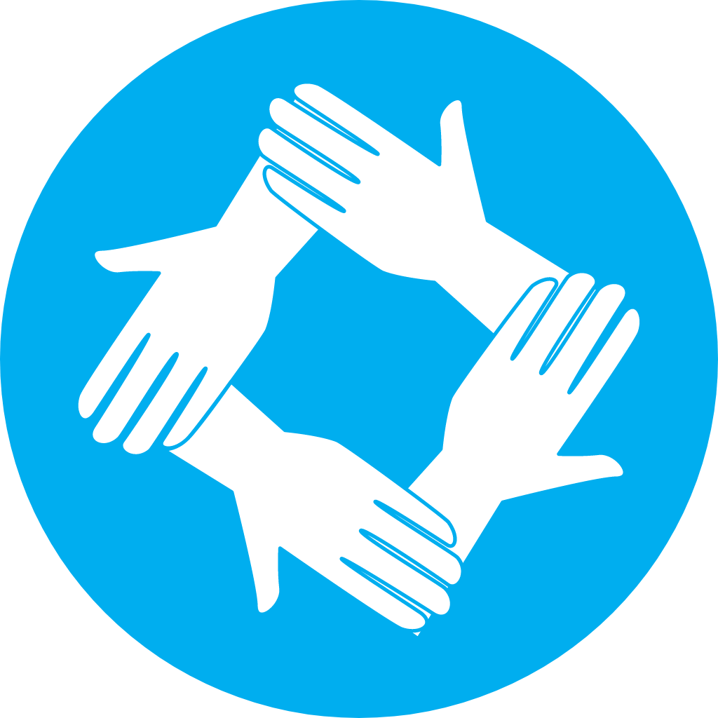 An icon with hands clasping each other.